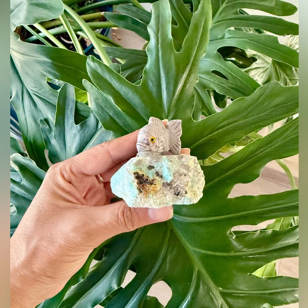 Soapstone Fish on Amazonite